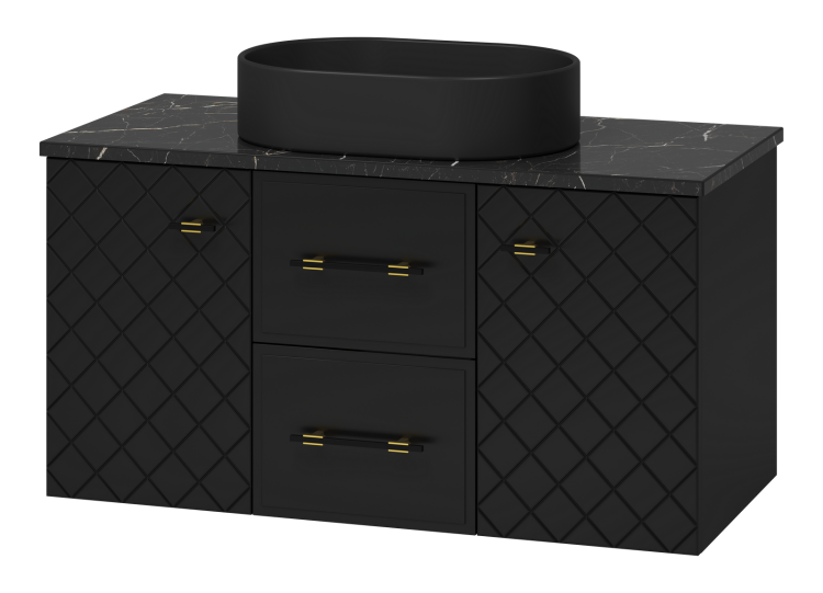 Тумба с раковиной Brevita Шанель УТ000026136 черная матовая, 100 см