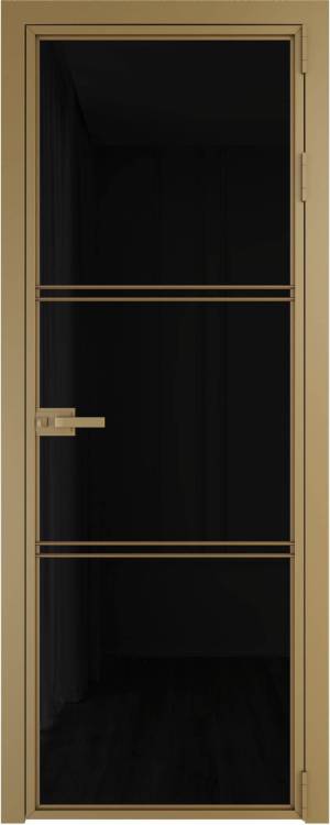Межкомнатная дверь Profil Doors 3 AX цвет профиля Золото, стекло безопасное 6 мм черный триплекс 600x2000
