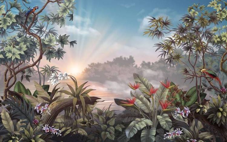 3D Фотообои Artegrafico «Закат над рекой» TP-023 песок