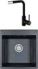 Комплект Paulmark Praktisch PM105152-BLM черный металлик + Смеситель Paulmark Honner Ho212018-401TB для кухонной мойки, антрацит