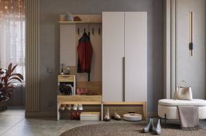 Стенка для прихожей Mebelson Баско К1 ПК01Баско.3369 кашемир/дуб крафт золотой