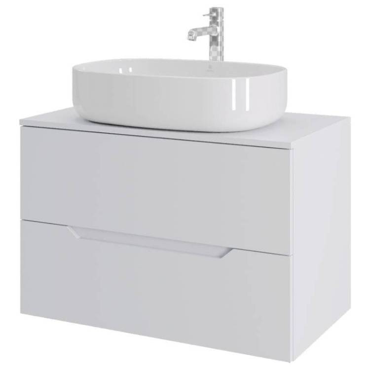 Тумба с раковиной Orange Line Li-80TuwMDF+B08-600W белая матовая, 80.5 см