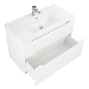 Тумба под раковину Belbagno Etna H-60 ETNA-H60-1000-2C-SO-BL-P 100x45x60 Bianco Lucido подвесная с двумя выкатными ящиками, с доводчиками
