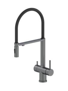 Смеситель для кухни AltroBagno Флуссо (Flusso) 050203 GM с гибким изливом, оружейная сталь