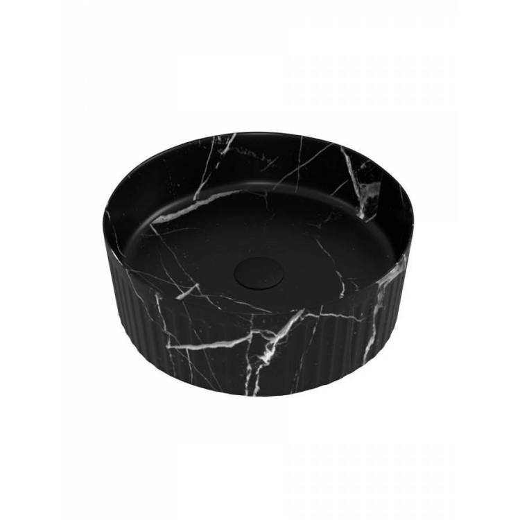 Раковина Teymi Martta T52183 37 см, под мрамор, черная матовая