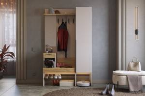 Стенка для прихожей Mebelson Баско К3 ПК03Баско.3369 кашемир/дуб крафт золотой