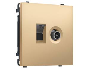 Комплект механизма компьютерной розетки+TV оконечной Ambrella Volt Sigma MS892510 золото мягкое касание
