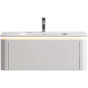 Тумба с раковиной Black&White U925.1000 с LED подсветкой, молочный белый, 100x40x52