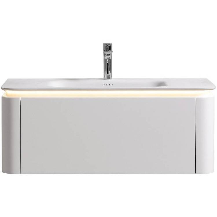 Тумба с раковиной Black&White U925.1000 с LED подсветкой, молочный белый, 100x40x52