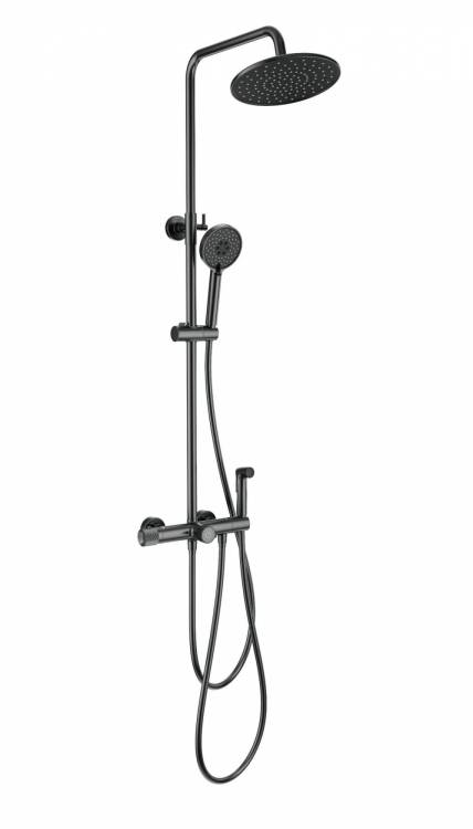 Душевая стойка Wonzon & Woghand WW-B3097-A-BGG с термостатом, темный графит