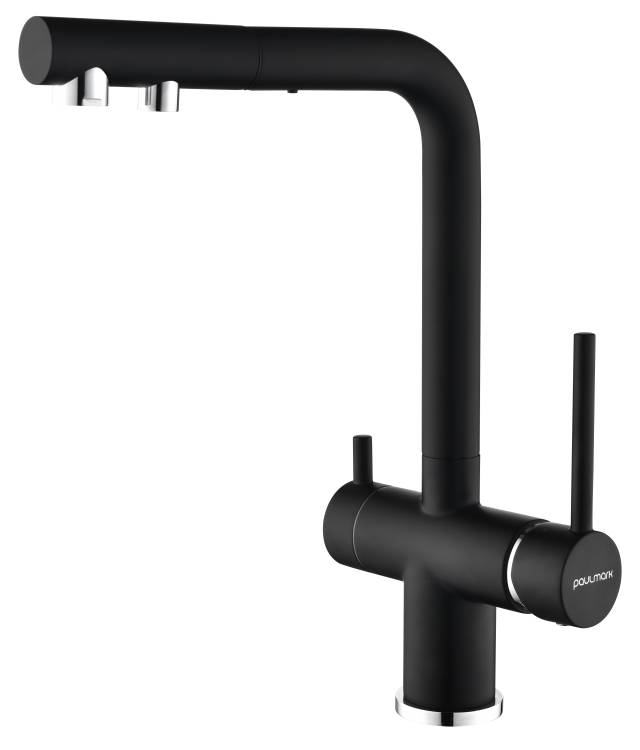 Смеситель для кухни Paulmark Serpentine Se213222-AN с выдвижным изливом, антрацит