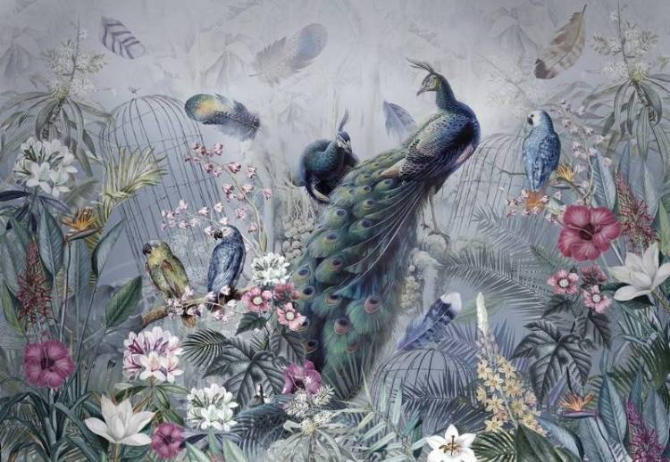 3D Фотообои Artegrafico «Сад с павлинами» ED-024 песок