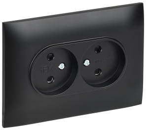 Розетка 2-местная с защитными шторками IEK Skandy SK-R23-10-K02-F черный