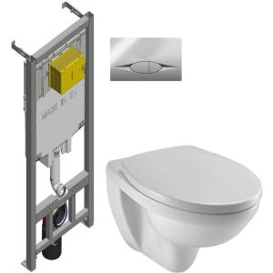 Комплект Унитаз подвесной Jacob Delafon Patio EDV102-00 + Инсталляция E21822-CP + Крышка-сиденье July / Brive 17503