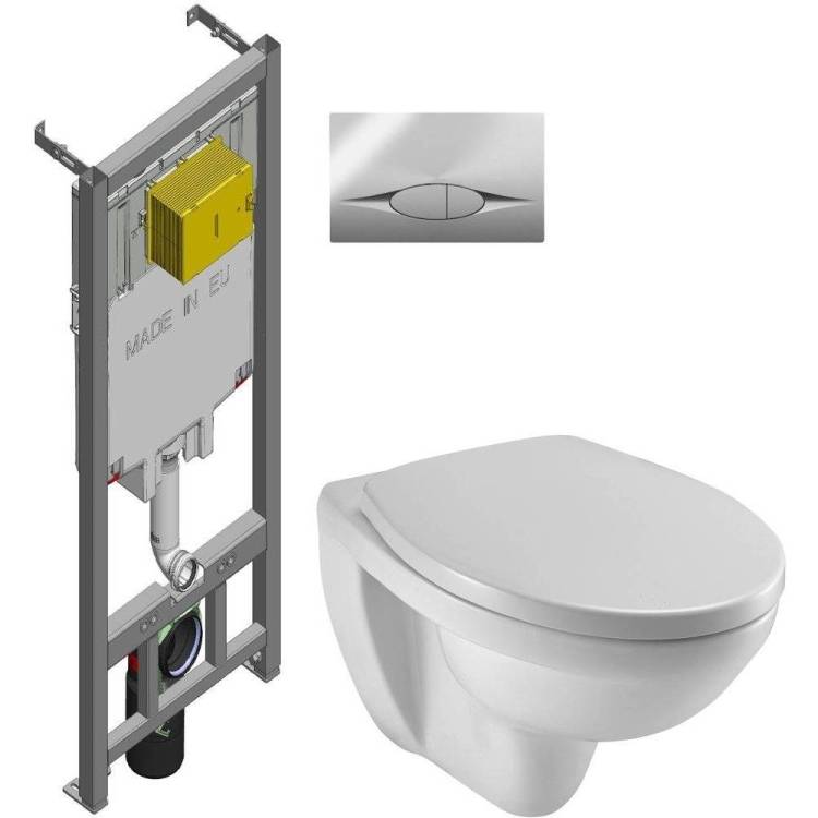 Комплект Унитаз подвесной Jacob Delafon Patio EDV102-00 + Инсталляция E21822-CP + Крышка-сиденье July / Brive 17503