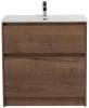 Тумба под раковину Belbagno Kraft 39 KRAFT39-800/390-2C-PIA-RT 80x39x83 Rovere Tabacco напольная с фрезерованными ручками по всей длине фасада с двумя выкатными ящиками