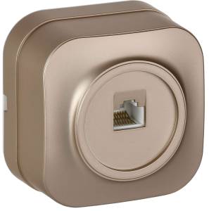 Розетка компьютерная RJ45 IEK Glory EKH10-K37M шампань матовый