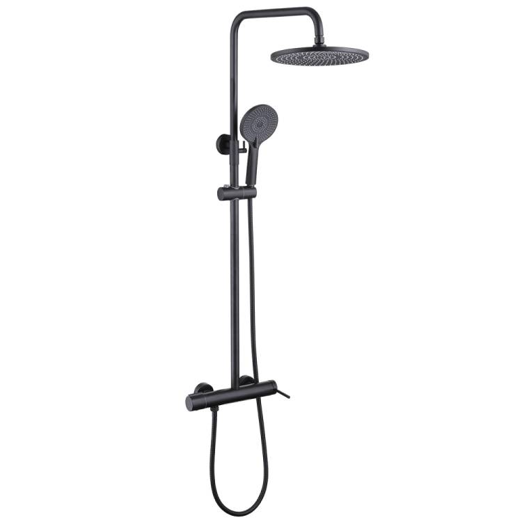 Душевая стойка Abber Emotion AF8816BL с изливом, черный матовый