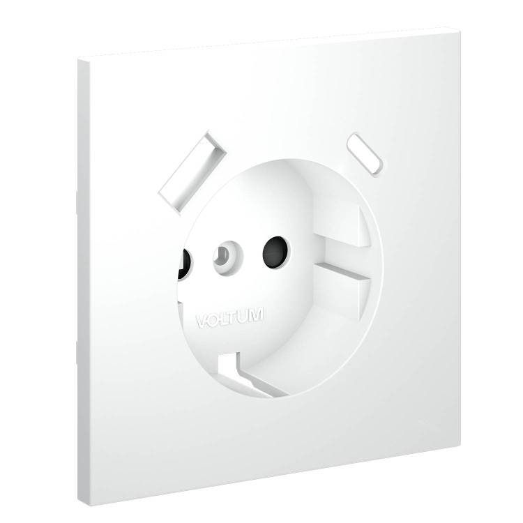 Лицевая панель для розетки с заземлением, шторками и USB Type A+C Voltum S70 VLS001002 белый