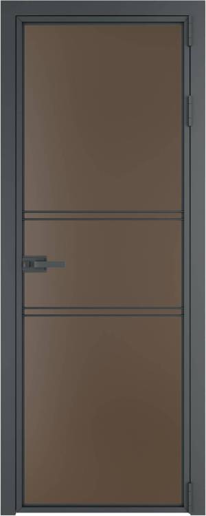 Межкомнатная дверь Profil Doors 2 AX цвет профиля Серая ночь, стекло безопасное 6 мм монохром гляссе 700x2000