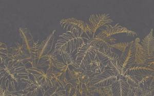 3D Фотообои Artegrafico «Золотистые тропики на графитовом фоне» LST-032 канвас