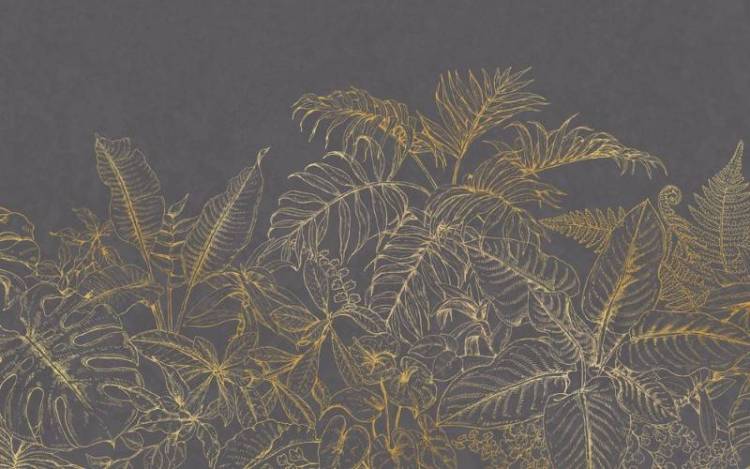 3D Фотообои Artegrafico «Золотистые тропики на графитовом фоне» LST-032 канвас