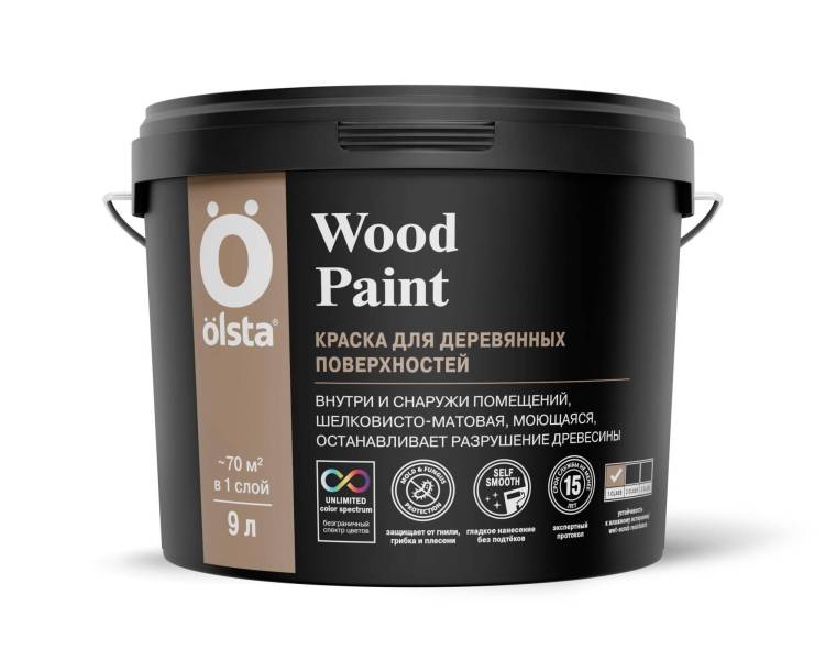 Краска универсальная по дереву Olsta Wood Paint база C 19C Vintage Amber 9л