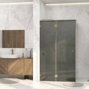 Душевой уголок Wasserkraft Ems 76H10-TG профиль глянцевое золото, стекло тонированное, 120x100x200