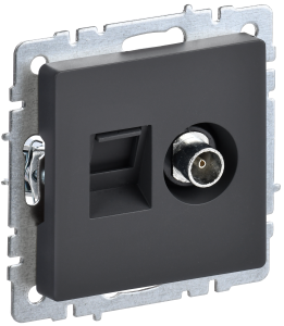 ТВ-розетка+Ethernet RJ45 IEK Brite BR-AK20-1-K53 графит