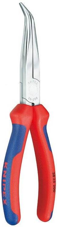 Плоскогубцы KNIPEX механика, плоскокруглые губки под углом 40 с крестовой насечкой, 200 мм, хром, 2К ручки