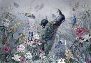 3D Фотообои Artegrafico «Сад с павлинами» ED-024 акварель