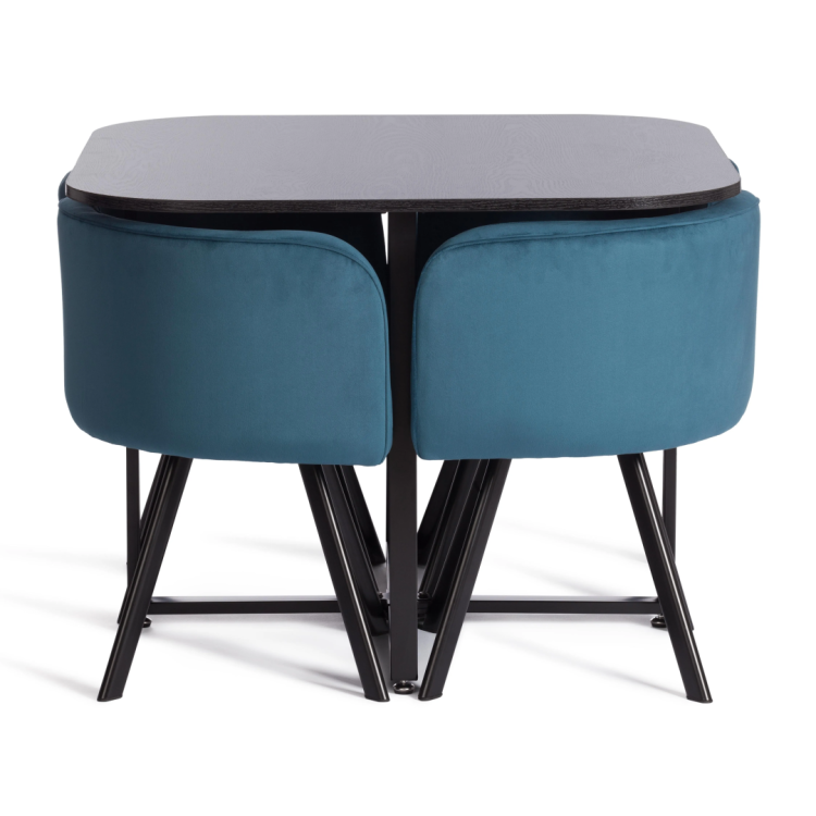 Набор обеденный Tetchair Quadron (mod. PT14) 21300 бирюзовый, черный, стулья велюр 100x100x73