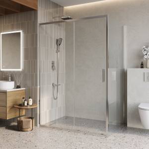 Душевой уголок Belbagno LUCE-AH-1-140/100-C-Cr профиль хром, стекло прозрачное, 140x100x195