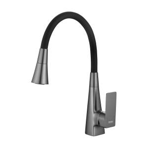 Смеситель для кухни Haiba HB73823-3 гибкий излив, оружейная сталь