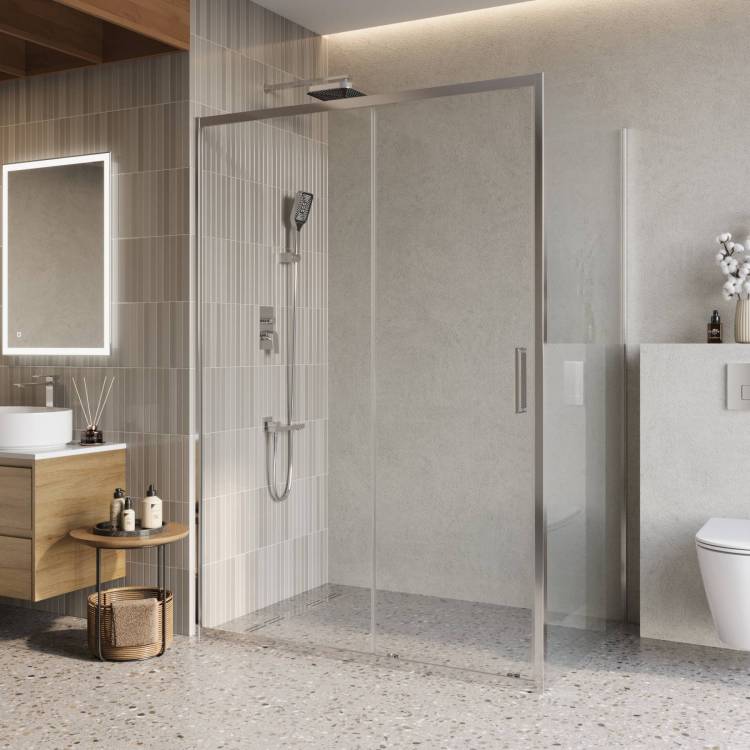 Душевой уголок Belbagno LUCE-AH-1-140/100-C-Cr профиль хром, стекло прозрачное, 140x100x195