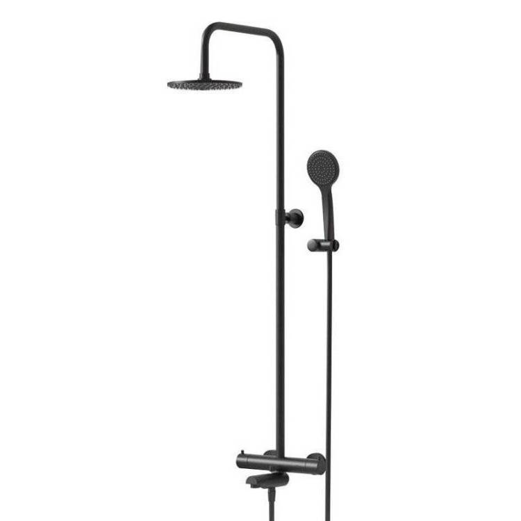 Душевая стойка Paini Cox 78YO687TH1KM черная, с термостатом, с изливом