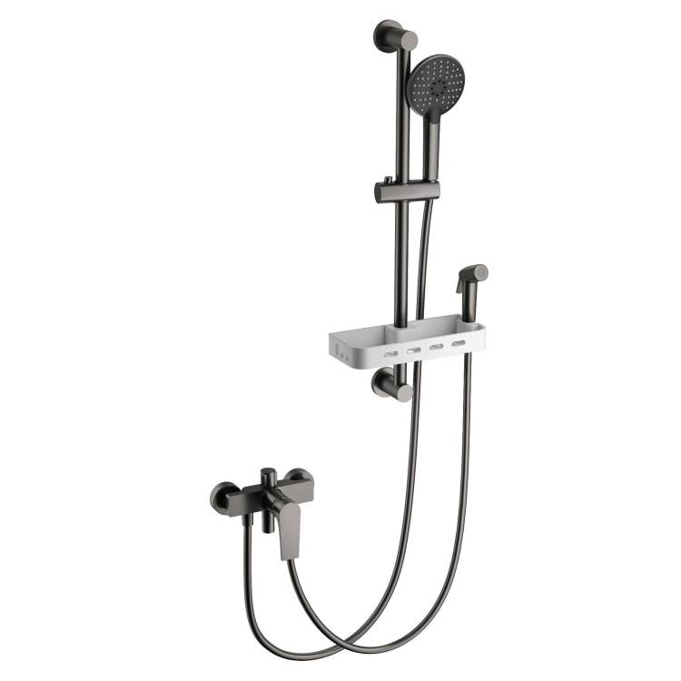 Смеситель для ванны Wonzon & Woghand WW-A31003-BGG с душевым гарнитуром, темный графит