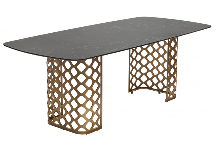 Стол Woodville Chiavari 569436 итальянская керамика черный мрамор матовый KL-116/бронзовый 220x100x76