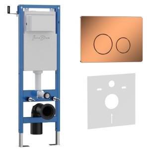 Система инсталляции для унитазов Iberica Blanca Inox-O IB.001M.8171 кнопка смыва розовое золото глянцевое