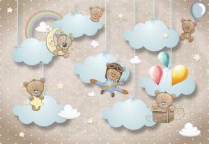 3D Фотообои Artegrafico «Мишки в облаках» KID-038 песок