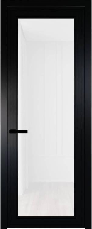 Межкомнатная дверь Profil Doors 1 AGP цвет профиля Черный, стекло безопасное 6 мм белый триплекс 800x2000