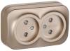 Розетка 2-местная с защитными шторками IEK Glory ERH23-K37M-10 шампань матовый