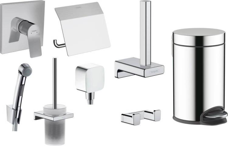 Душевой комплект Hansgrohe Vivenis 32128 + 26457 + 75615 + 41753 + 41752 + 41775 + 41756 + 41755, хром