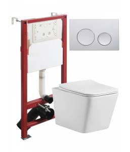 Комплект Agger ATI10150+APB100 безободковый, белый, с инсталляцией, сиденье с микролифтом, кнопка смыва хром