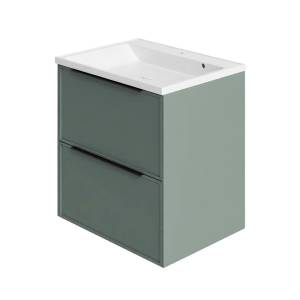Тумба с раковиной La Fenice Simpla Twin Grigio NFNC-01-SIM-G-100-2-3-100 серо-зеленая матовая, 100 см