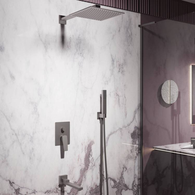 Душевой комплект Vincea Puro VSFW-5P1GM встраиваемый, 3 режима, вороненая сталь