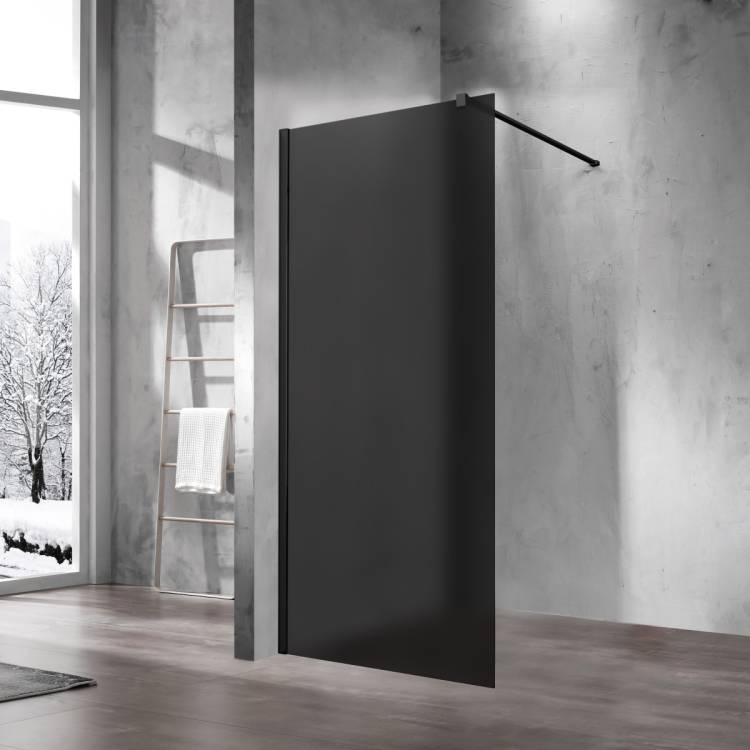 Душевая перегородка Vincea Walk in VSW-1H900GFB профиль черный, стекло матовое тонированное, 90x200