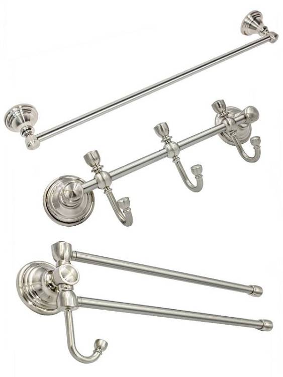 Набор аксессуаров для ванной Bath Plus Bronx nickel BX-SET-04, хром/белый