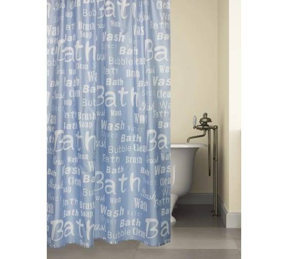 Штора для ванной Bath Plus Blue Font ch15061 180x180, белый, голубой