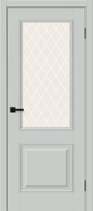 Межкомнатная дверь Bravo Классик-13 полотно Grey Silk, стекло White Сrystal 600x2000